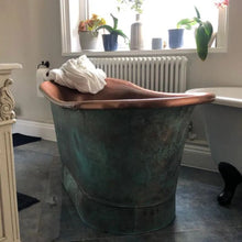 Load image into Gallery viewer, Coppersmith Creations Blue-Green Antique Copper Bath, Roll Top Blue-Green Patina Copper Bathtub - 1700x690mm