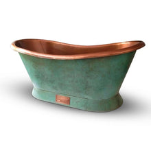 Load image into Gallery viewer, Coppersmith Creations Blue-Green Patina Antique Copper Bath, Roll Top Blue-Green Patina Copper Bathtub - 1700x690mm