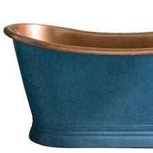 Load image into Gallery viewer, Coppersmith Creations Blue Patina Antique Copper Bath, Roll Top Blue Patina Copper Bathtub - 1500x725mm