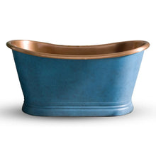 Load image into Gallery viewer, Coppersmith Creations Blue Patina Antique Copper Bath, Roll Top Blue Patina Copper Bathtub - 1500x725mm
