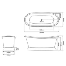 Load image into Gallery viewer, Coppersmith Creations Brass-Nickel Bateau Bath, Roll Top Brass-Nickel Bathtub - 1680x725mm