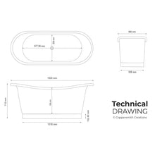 Load image into Gallery viewer, Coppersmith Creations Copper Bateau Bath, Roll Top Copper Bathtub - 1500x690mm