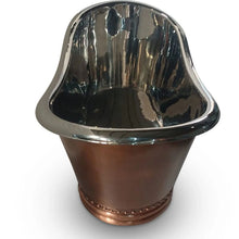 Load image into Gallery viewer, Coppersmith Creations Double Slipper Antique Copper-Nickel Bath, Roll Top Ribbed Base Copper-Nickel Bathtub - 1680x815mm