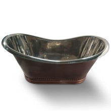 Load image into Gallery viewer, Coppersmith Creations Double Slipper Antique Copper-Nickel Bath, Roll Top Ribbed Base Copper-Nickel Bathtub - 1680x815mm