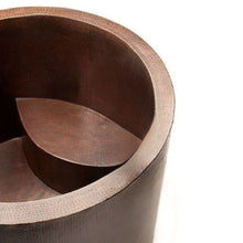 Load image into Gallery viewer, Coppersmith Creations Japanese Style Soaking Copper Bath, Roll Top Hammered Copper Soaking Bathtub - 1145x1145mm