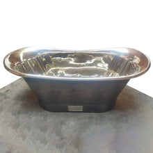 Load image into Gallery viewer, Coppersmith Creations Patinated Lead Finish Nickel Bateau Bath, Roll Top Nickel Bathtub - 1700x690mm