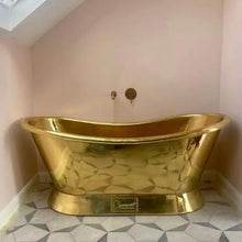 Load image into Gallery viewer, Coppersmith Creations Polished Brass Bateau Bath, Roll Top Polished Brass Bathtub - 1680x725mm