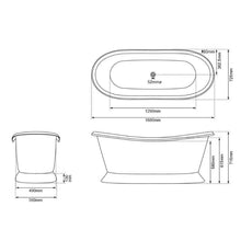 Load image into Gallery viewer, Coppersmith Creations Polished Brass Bateau Bath, Roll Top Polished Brass Bathtub - 1680x725mm