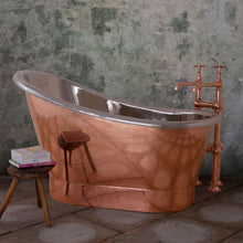 Load image into Gallery viewer, Hurlingham Bijou Compact Copper-Nickel Slipper Small Bath, Roll Top Small Copper-Nickel Bathtub - 1250x730mm