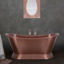 Load image into Gallery viewer, Hurlingham Hammered Copper Bateau Bath, Roll Top Antique Copper Hammered Bathtub - 1670x720mm
