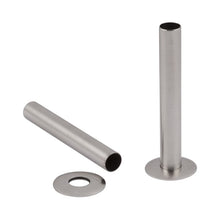 Load image into Gallery viewer, Satin Nickel Carron Radiator Pipe Shroud Kits, Plated Radiator Pipe Covers / Shrouds / Collars - 130mm