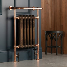 Load image into Gallery viewer, Arroll Cast Iron Towel Radiator, Decorative 1 Column Cast Iron Towel Radiator - 675x965mm Aged Bronze Copper Rails