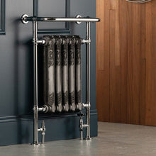 Load image into Gallery viewer, Arroll Cast Iron Towel Radiator, Decorative 1 Column Cast Iron Towel Radiator - 675x965mm Aged Bronze Chrome Rail
