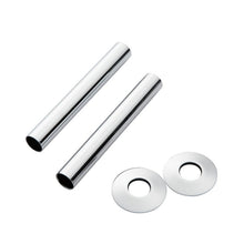 Load image into Gallery viewer, Arroll Radiator Pipe Sleeve Kits, Plated Pipe Covers Shrouds Collars - 130x44mm Polished Chrome