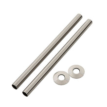 Load image into Gallery viewer, Arroll Radiator Pipe Sleeve Kits, Plated Pipe Covers Shrouds Collars - 300x44mm Brushed Nickel