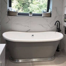 Load image into Gallery viewer, BC Designs Boat Bath, Painted Eggshell & Aluminium Plinth - 1580x750mm