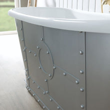 Load image into Gallery viewer, Industrial BC Designs Boat Bath, Acrylic Roll Top Bath With Rivet Outer & Painted Bath - 1730x690mm