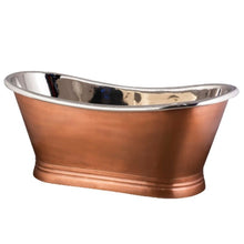 Load image into Gallery viewer, BC Designs Antique Copper-Nickel Bath, Copper Roll Top Boat Bath - 1500x725mm BAC017 BAC016