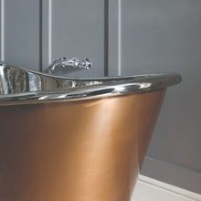 Load image into Gallery viewer, BC Designs Antique Copper-Nickel Bath, Copper Roll Top Boat Bath - 1500x725mm