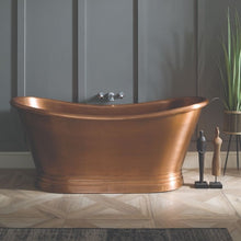 Load image into Gallery viewer, BC Designs Antique Copper Bath, Copper Roll Top Boat Bath - 1500x725mm BAC046 & BAC047