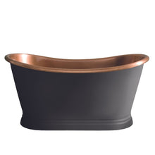 Load image into Gallery viewer, BC Designs Antique Copper Painted Bath, Painted Copper Roll Top Boat Bath - 1500x725mm