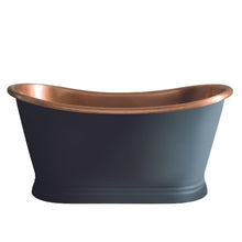 Load image into Gallery viewer, BC Designs Antique Copper Painted Bath, Painted Copper Roll Top Boat Bath - 1500x725mm