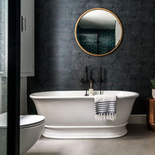 Load image into Gallery viewer, BC Designs Bampton Cian Freestanding Bath, Roll Top Boat Bath, Silk Matt White - 1555x740mm