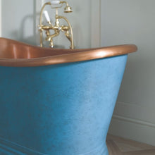 Load image into Gallery viewer, BC Designs Blue Verdigris Antique Copper Bath, Blue Verdigris Copper Roll Top Boat Bath - 1500x725mm