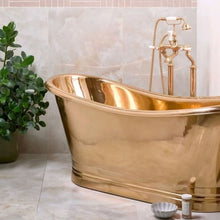 Load image into Gallery viewer, BC Designs Brass Bath, Brass Roll Top Boat Bath - 1700x725mm BAC032 BAC036