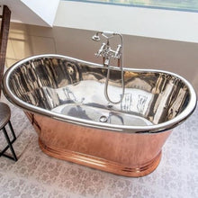Load image into Gallery viewer, BC Designs Copper-Nickel Roll Top Boat Bath 1500x700mm BAC010 BAC015 BAC055