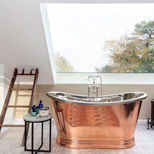 Load image into Gallery viewer, Copper-Nickel Roll Top Boat Bath & Copper-Nickel Basin BAC010 BAC015 BAC055