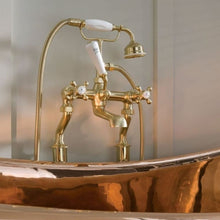 Load image into Gallery viewer, BC Designs Victrion Crosshead Deck-Mounted Bath Shower Mixer, 14 Turn Ceramic Discs