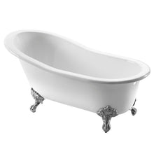 Load image into Gallery viewer, Arroll Bordeaux Freestanding Cast Iron Bath, Painted Roll Top Slipper Bath With Feet - 1560x780mm
