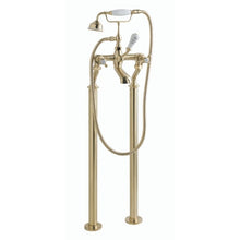 Load image into Gallery viewer, BC Designs Victrion Crosshead Deck Mounted Bath Shower Mixer 1/4 Turn Ceramic Discs CTA020BG Brushed Gold