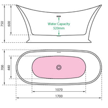 Load image into Gallery viewer, Charlotte Edwards Caliban Acrylic Freestanding Double Ended Boat Bath, Painted Finish - 1700x700mm CE11060-PNT