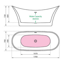 Load image into Gallery viewer, Charlotte Edwards Harrow Acrylic Freestanding Double Ended Bath, Matt Black - 1700x700mm CE11013-PNT