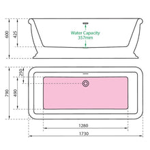 Load image into Gallery viewer, Charlotte Edwards Henley Acrylic Freestanding Double Ended Slipper Bath, Polished White - 1730x790mm CE11023