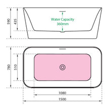 Load image into Gallery viewer, Charlotte Edwards Leda Acrylic Freestanding Double Ended Boat Bath, Painted Finish - 1500x780mm CE1048-PNT