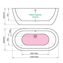 Load image into Gallery viewer, Charlotte Edwards Olympia Acrylic Freestanding Double Ended Boat Bath, Painted Finish - 1690x800mm CE1102-PNT