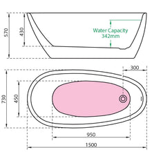 Load image into Gallery viewer, Charlotte Edwards Phobos Acrylic Freestanding Double Ended Boat Bath, Painted Finish - 1500x730mm CE11061-PNT