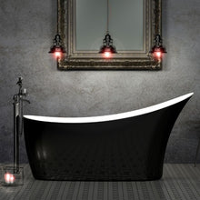 Load image into Gallery viewer, Charlotte Edwards Portobello Acrylic Freestanding Double Ended Slipper Bath, Gloss Black Matt Black Finish - 1590x680mm CE11012-GB Vincent Alexander Baths