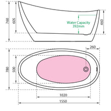 Load image into Gallery viewer, Charlotte Edwards Proteus Acrylic Freestanding Double Ended Boat Bath, Painted Finish - 1550x780mm CE11039-PNT