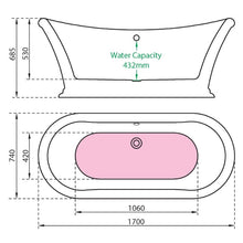 Load image into Gallery viewer, Charlotte Edwards Purley Acrylic Freestanding Double Ended Boat Bath, Polished White - 1730x740mm CE11024