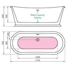 Load image into Gallery viewer, Charlotte Edwards Rosemary Acrylic Freestanding Double Ended Boat Bath, Painted Finish - 1710x720mm CE11032-MB CE11032-GB