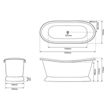 Load image into Gallery viewer, Coppersmith Creations Antique Copper Bateau Bath, Roll Top Antique Copper Bathtub - 1680x725mm