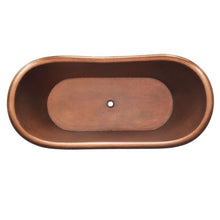 Load image into Gallery viewer, Coppersmith Creations Antique Copper Double Slipper Bath, Roll Top Antique Copper Bathtub - 1677x813mm