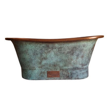 Load image into Gallery viewer, Coppersmith Creations Blue-Green Antique Copper Bath, Roll Top Blue-Green Patina Copper Bathtub - 1700x690mm