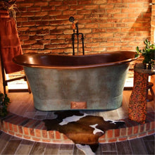 Load image into Gallery viewer, Coppersmith Creations Blue-Green Antique Copper Bath, Roll Top Blue-Green Patina Copper Bathtub - 1700x690mm