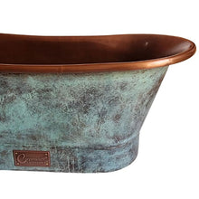 Load image into Gallery viewer, Coppersmith Creations Blue-Green Antique Copper Bath, Roll Top Blue-Green Patina Copper Bathtub - 1700x690mm