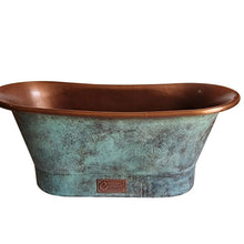 Load image into Gallery viewer, Coppersmith Creations Blue-Green Antique Copper Bath, Roll Top Blue-Green Patina Copper Bathtub - 1700x690mm